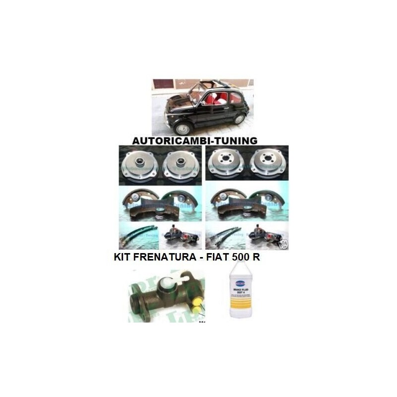 Kit Frenatura Freni Ganasce Tamburi Cilindretti Pompa Tubi Freno Olio per FIAT 500 R e FIAT 126