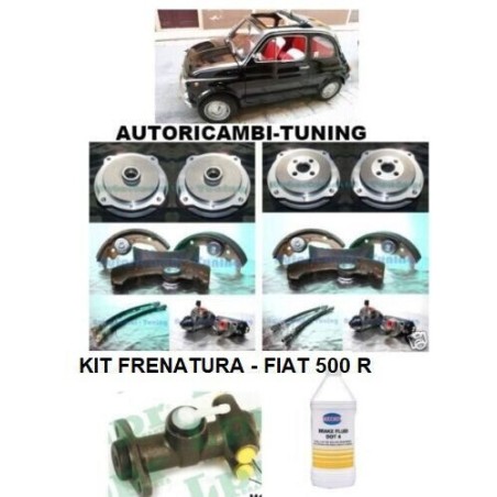 Kit Frenatura Freni Ganasce Tamburi Cilindretti Pompa Tubi Freno Olio per FIAT 500 R e FIAT 126