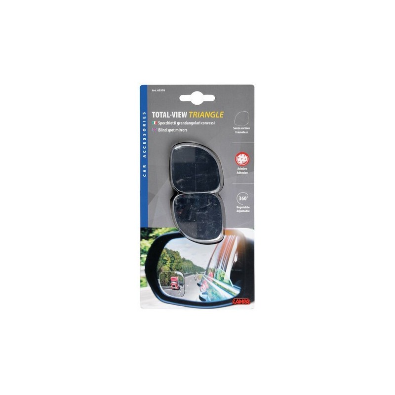 Coppia Specchietti Grandangolari Convessi Regolabili Triangolo 50x50mm