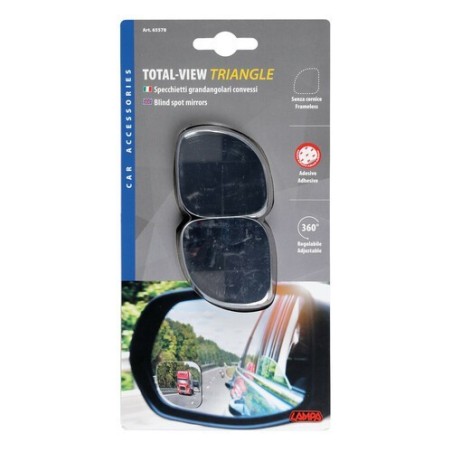 Coppia Specchietti Grandangolari Convessi Regolabili Triangolo 50x50mm