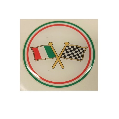 Adesivo 3d Sticker Bandiere Incrociate Flag Italy Racing - Diametro 60mm
