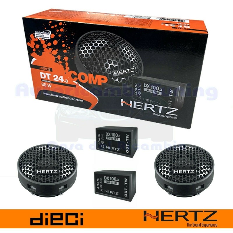 Hertz DT 24.3 Coppia Casse Tweeter da 24 mm 80W + Crossover + Supporti